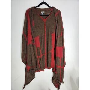 Crea Concept Geometric Print Tunic Alpaca Wool Wrap Scarf Brown Size 40